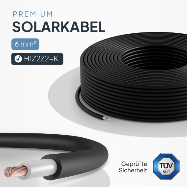 Solarkabel 6mm² –  H1Z2Z2-K - (Schwarz) 100 Meter