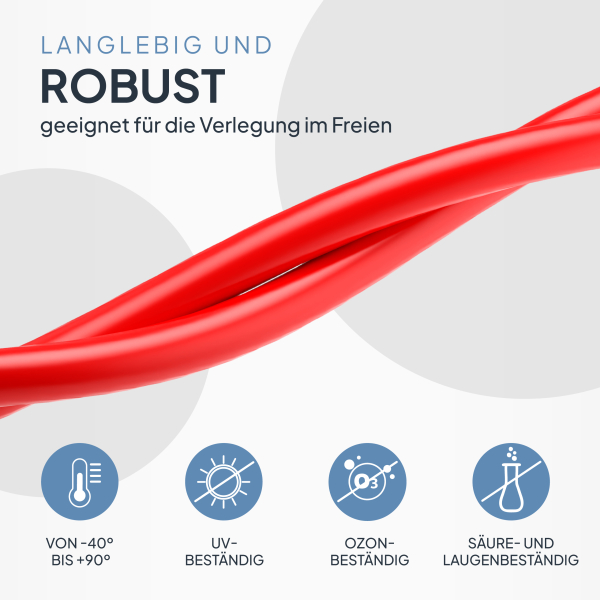 Solarkabel 6mm² –  H1Z2Z2-K - (Rot) 15 Meter