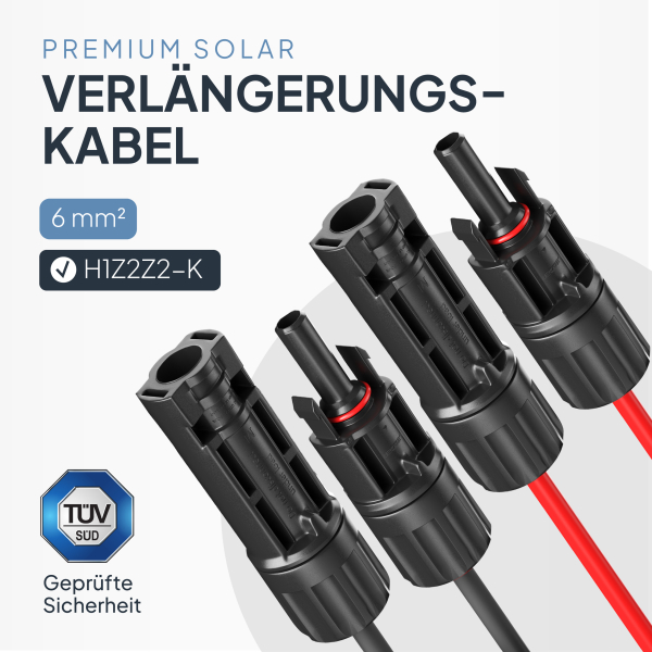 6mm²  Solarverlängerungskabel  – 3 Meter