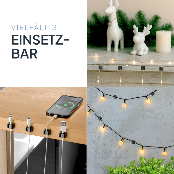 Kabelclips 50 Stück - Schwarz