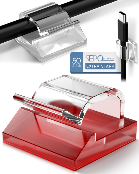 Kabelclips 50 Stück - Transparent