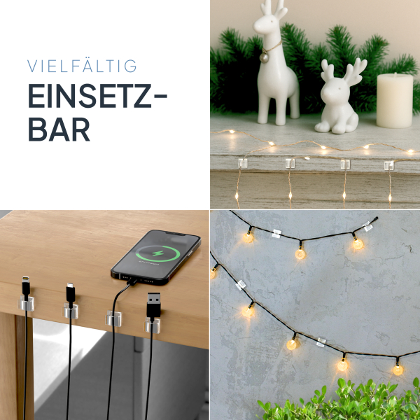 Kabelclips 50 Stück - Transparent