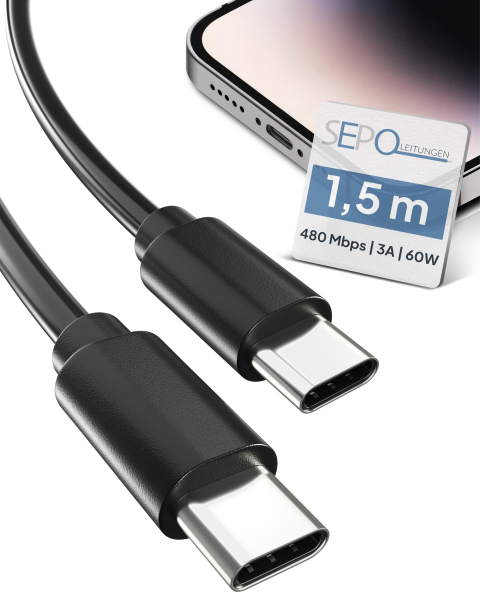 USB-C Ladekabel - 1,5 Meter 60W